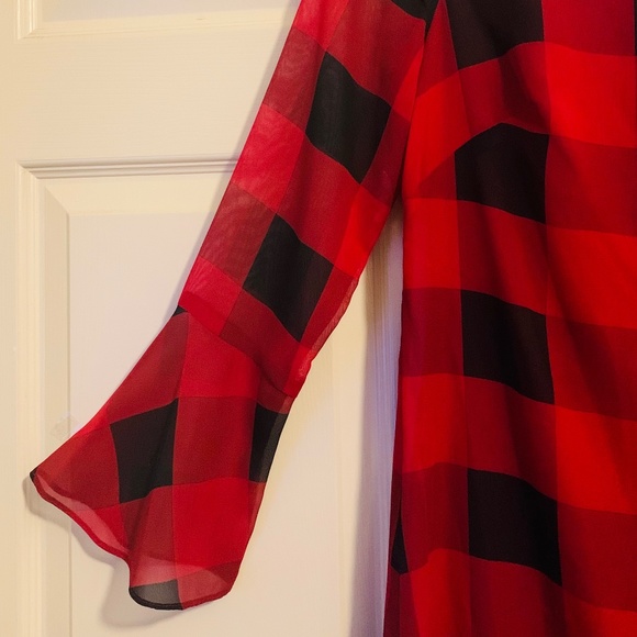 Chaps Buffalo Plaid Red/Black Dress, NWT - Picture 3 of 9